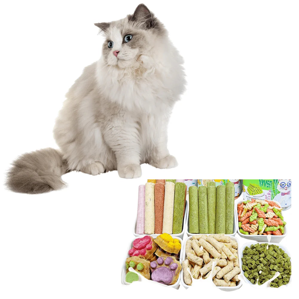 Cat Grass Molar Stick, Cat Treats for Hairball Support and Teeth Cleaning, Chicken Flavored Hairball Treats for Cats,